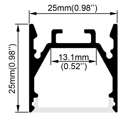 Канал квадрата алюминиевый на освещение прокладки СИД размер 25mm x 25mm